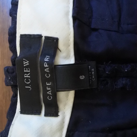 J. Crew | Navy Blue Cafe Capri in Pinwheel Eyelet - Picture 4 of 6